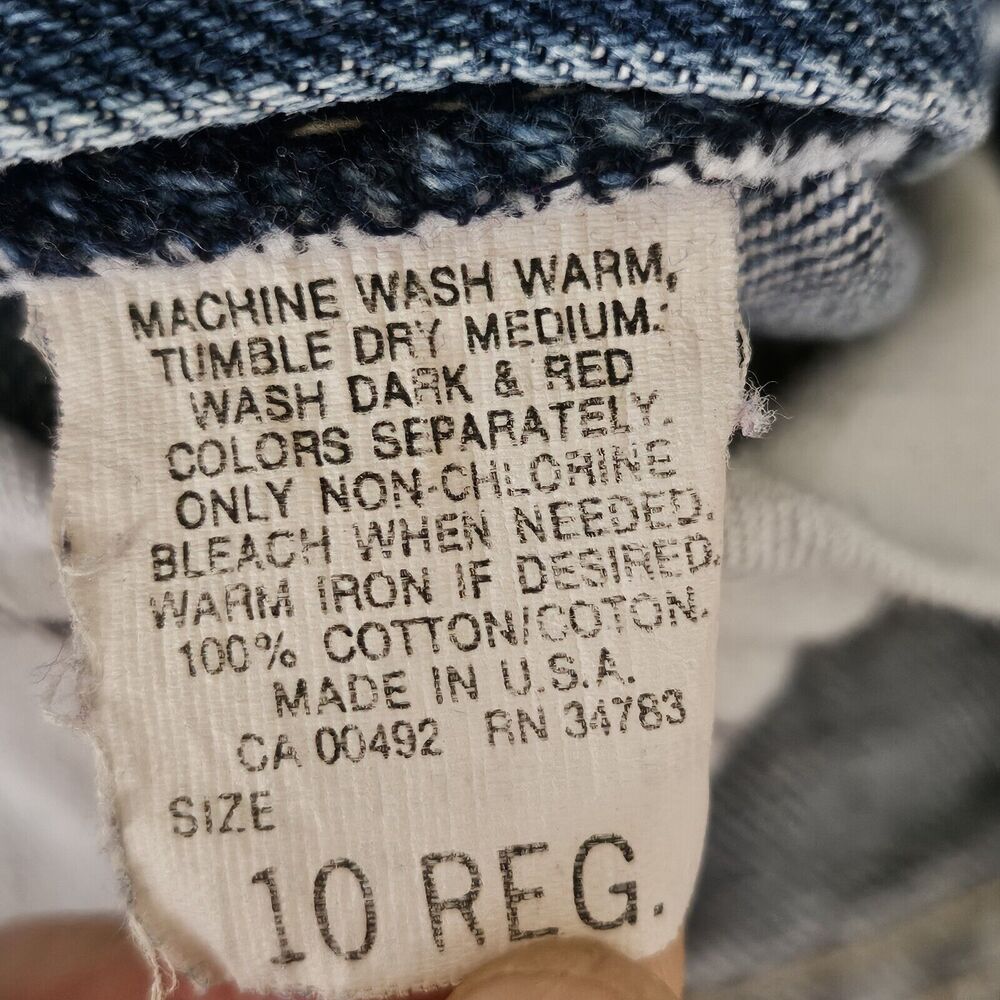 Vintage Lee Jeans Denim Kids Unisex, Size 10 Regular, Made In USA, Distressed - Picture 5 of 9